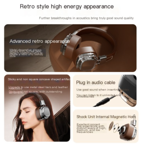 Auriculares Bluetooth Vintage Retro 5.3 | Sonido Profundo