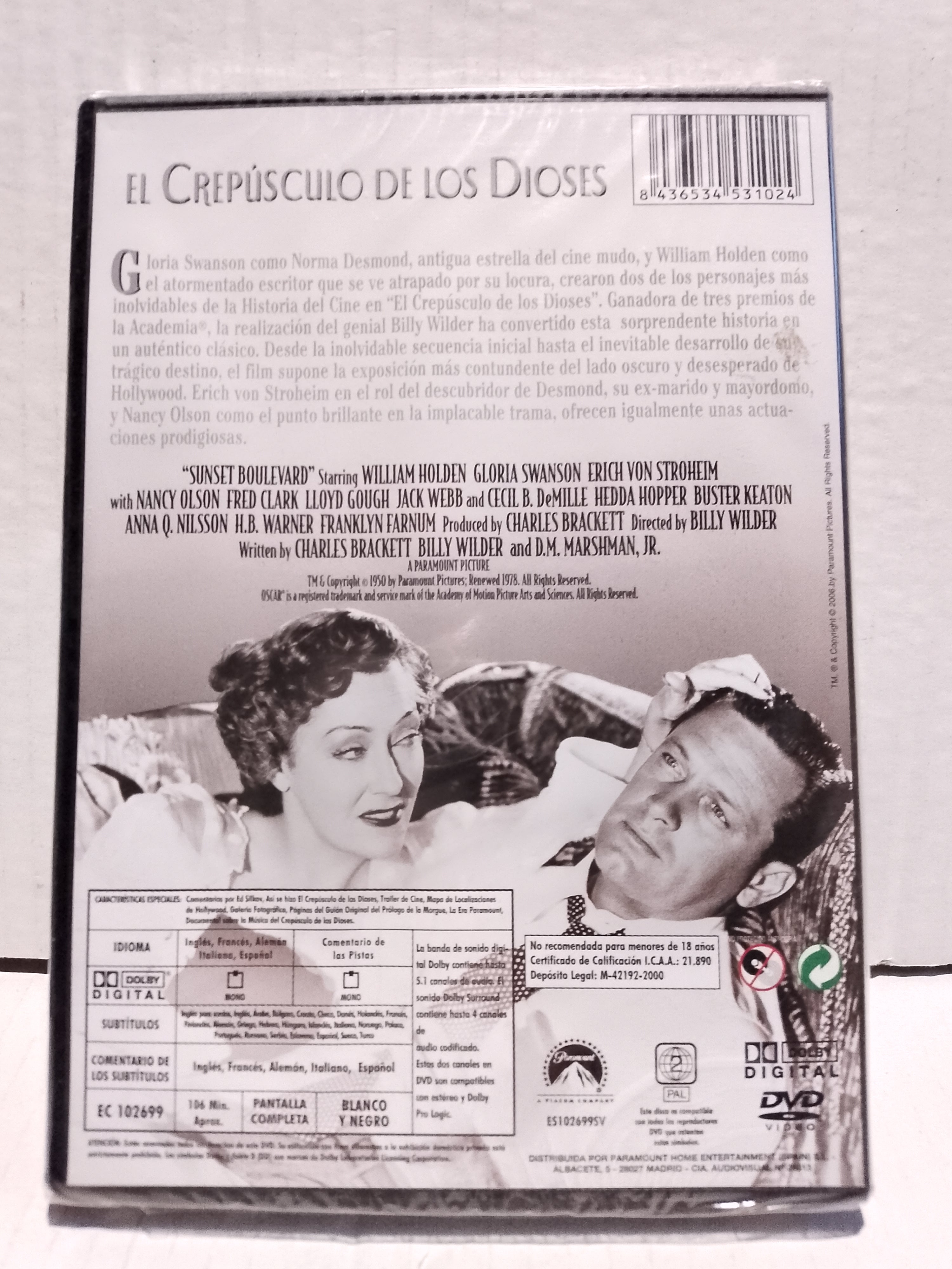 EL CREPUSCULO DE LOS DIOSES - DVD NUEVO PRECINTADO